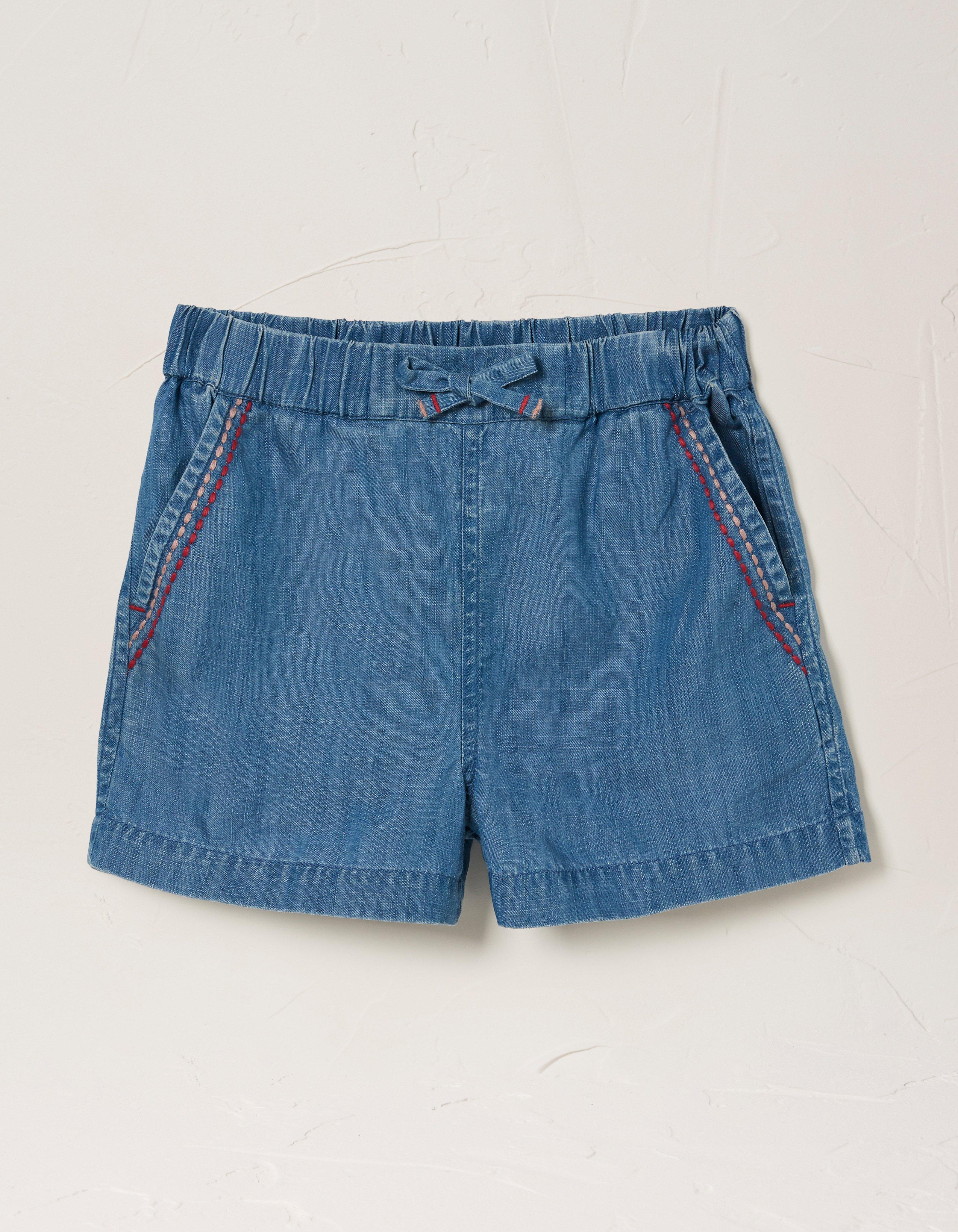 Fat Face Embroidered Chambray Elasticated Shorts