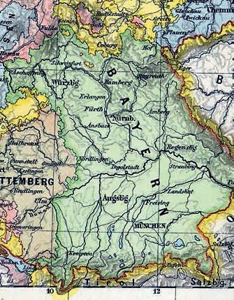 Kartenausschnitt mit den Landesgrenzen Bayerns