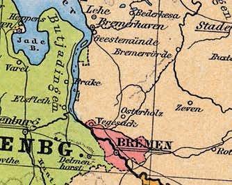 Kartenausschnitt mit den ehemaligen Landesgrenzen Bremens