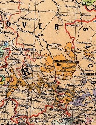 Kartenausschnitt mit den ehemaligen Landesgrenzen Braunschweigs
