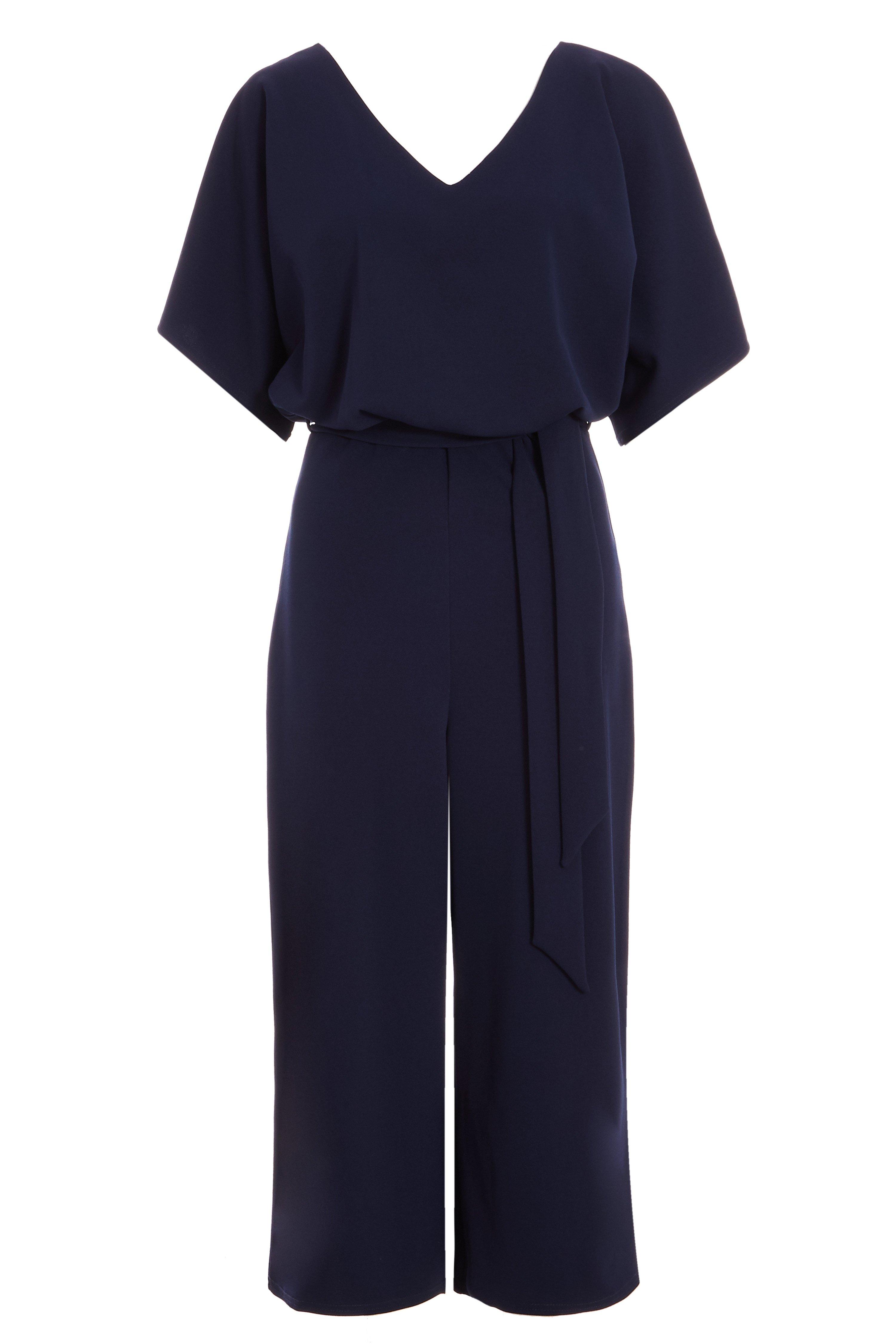 Navy Batwing Culotte Jumpsuit Quiz Clothing