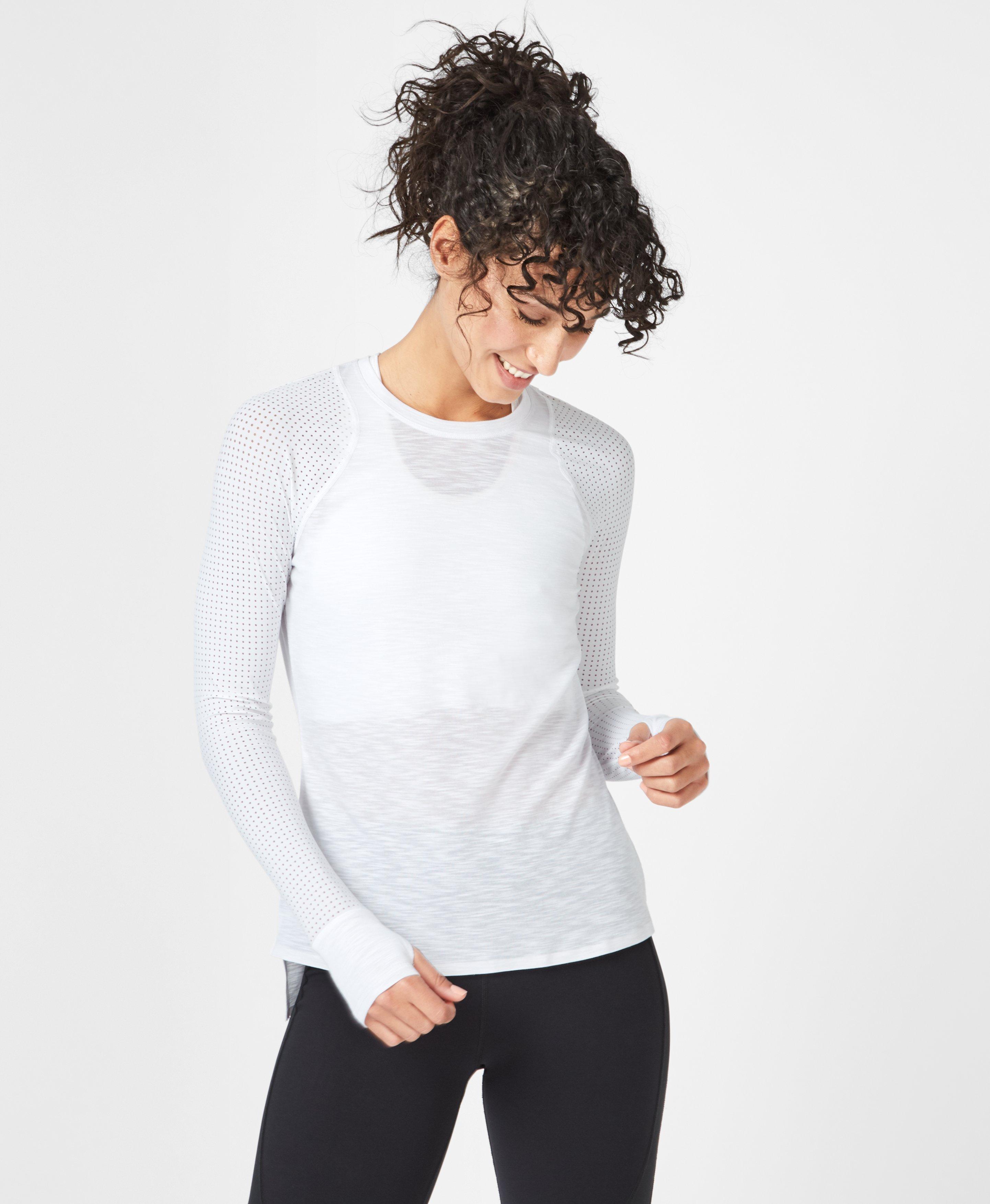 long sleeve running top with thumb holes