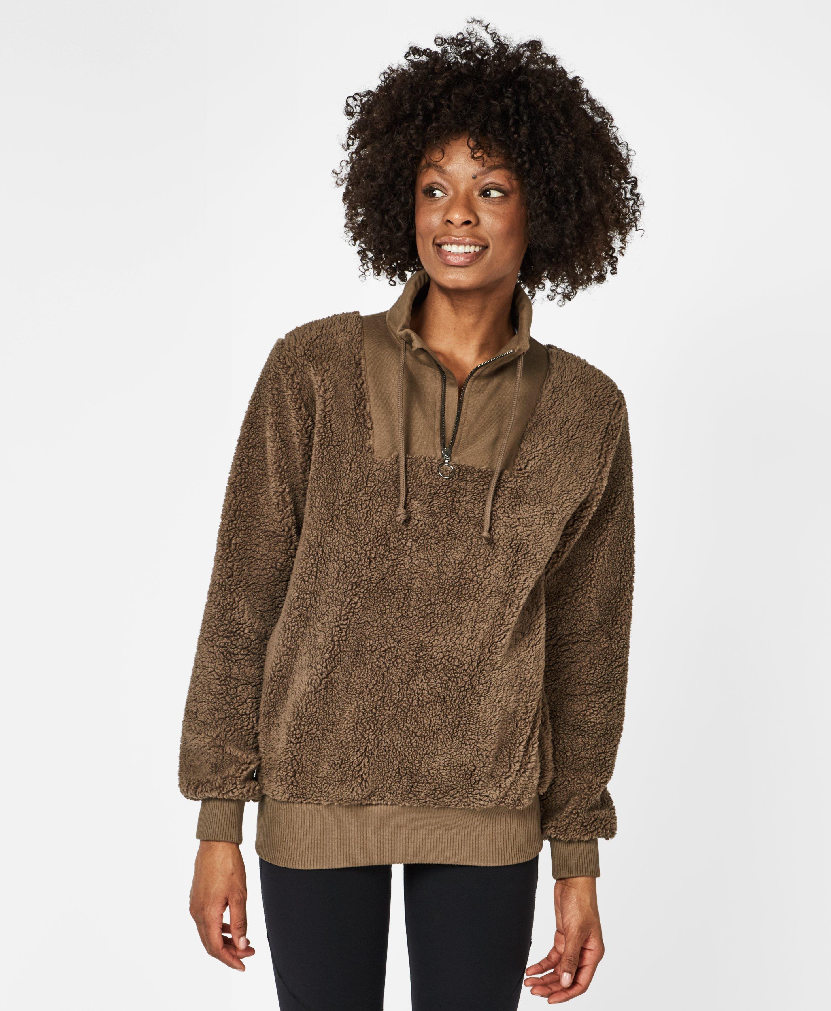 sherpa half zip sweater