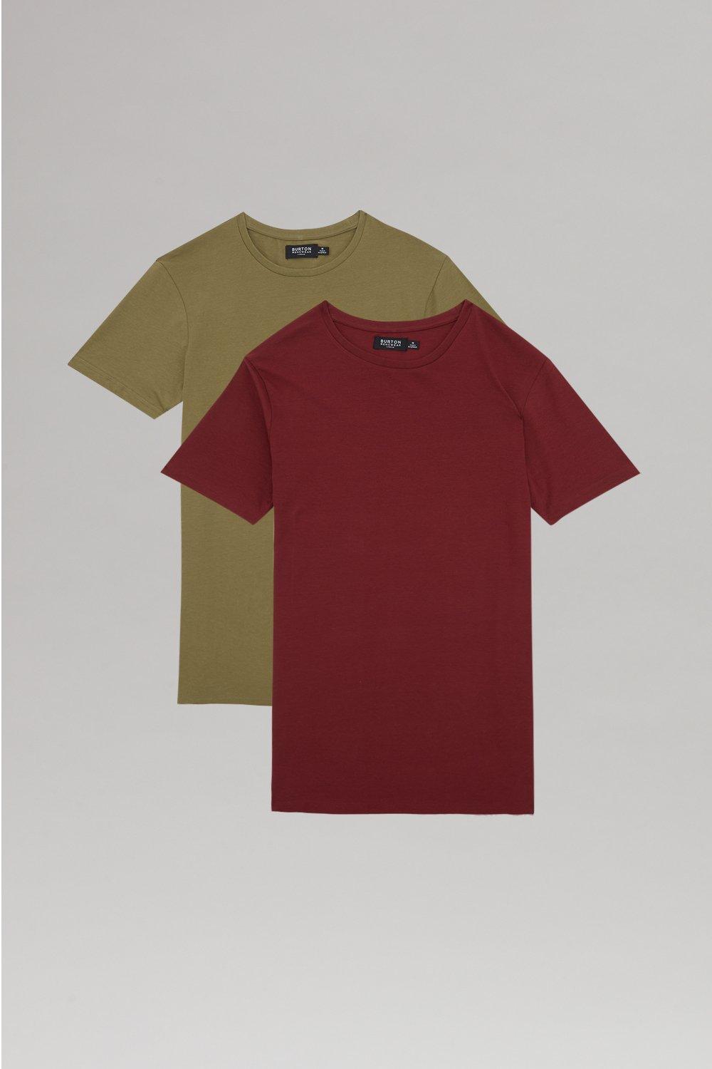 Mens 2 Pack Muscle Fit Assorted Colour T-Shirt - Khaki - L