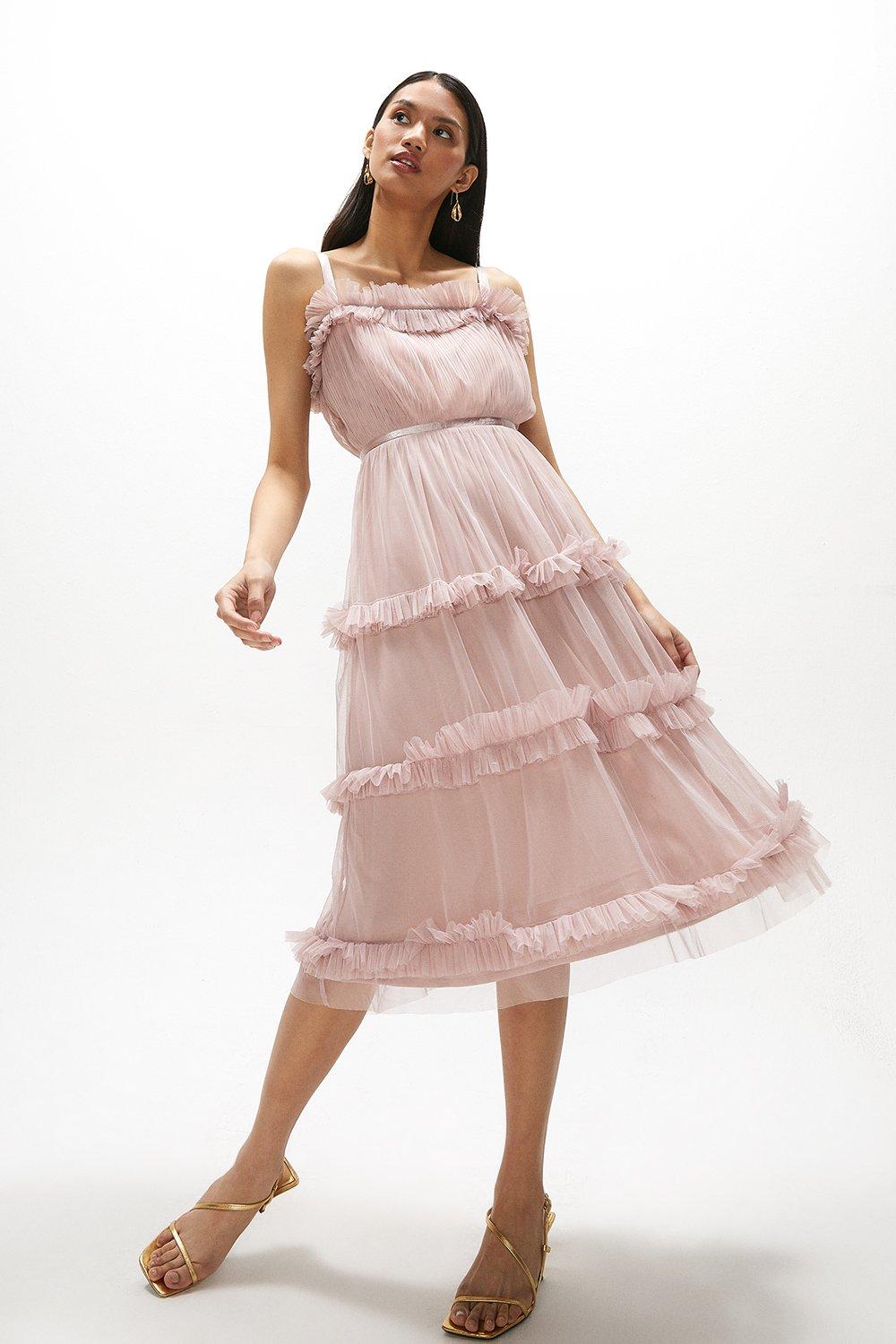 Tiered Ruffle Skirt Midi Dress