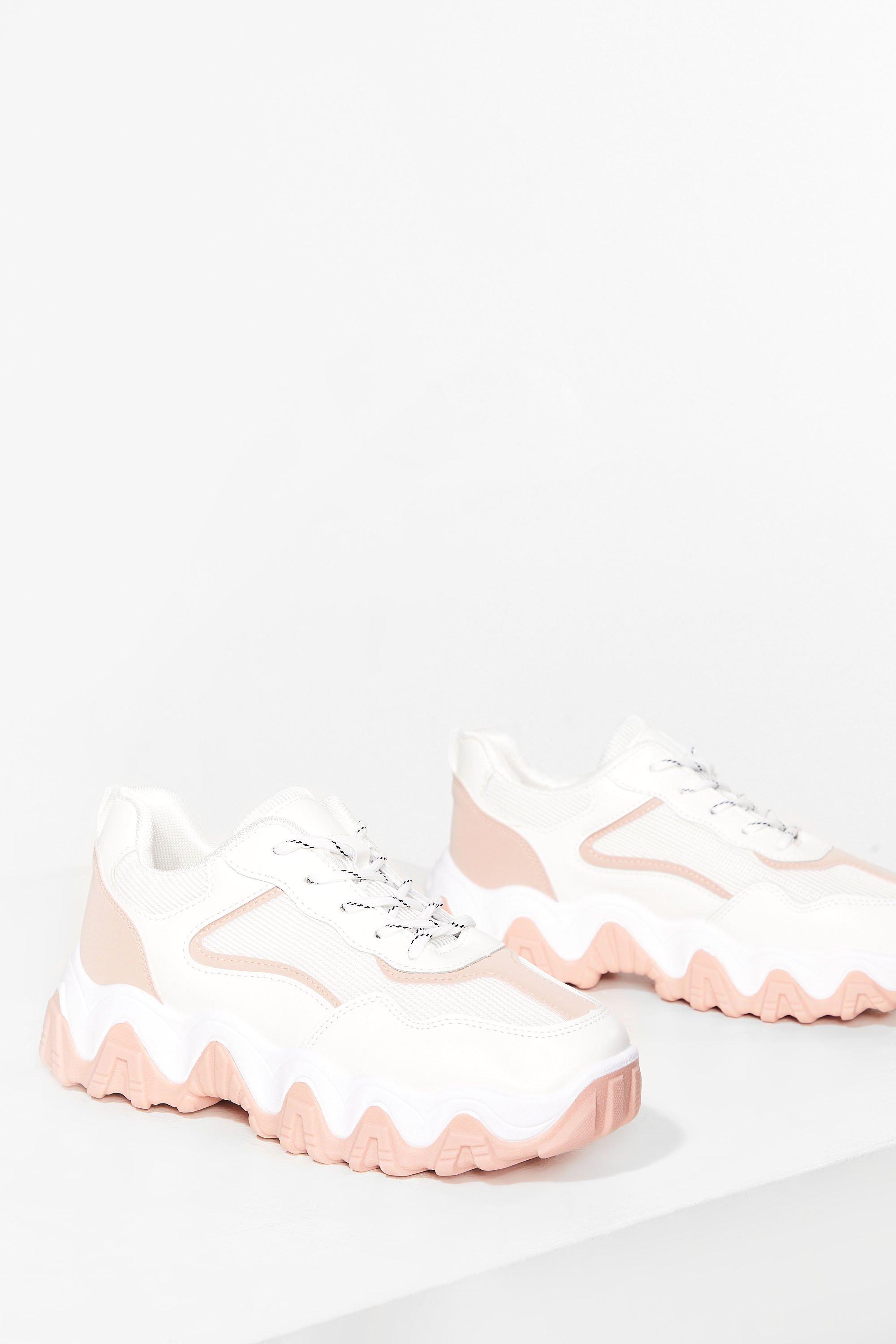 baby pink chunky trainers