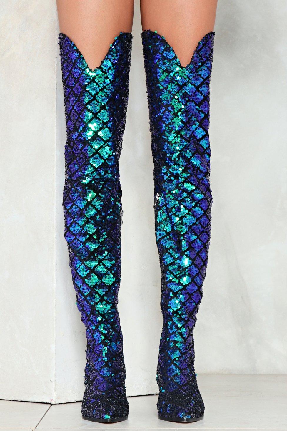 sequin flat boots