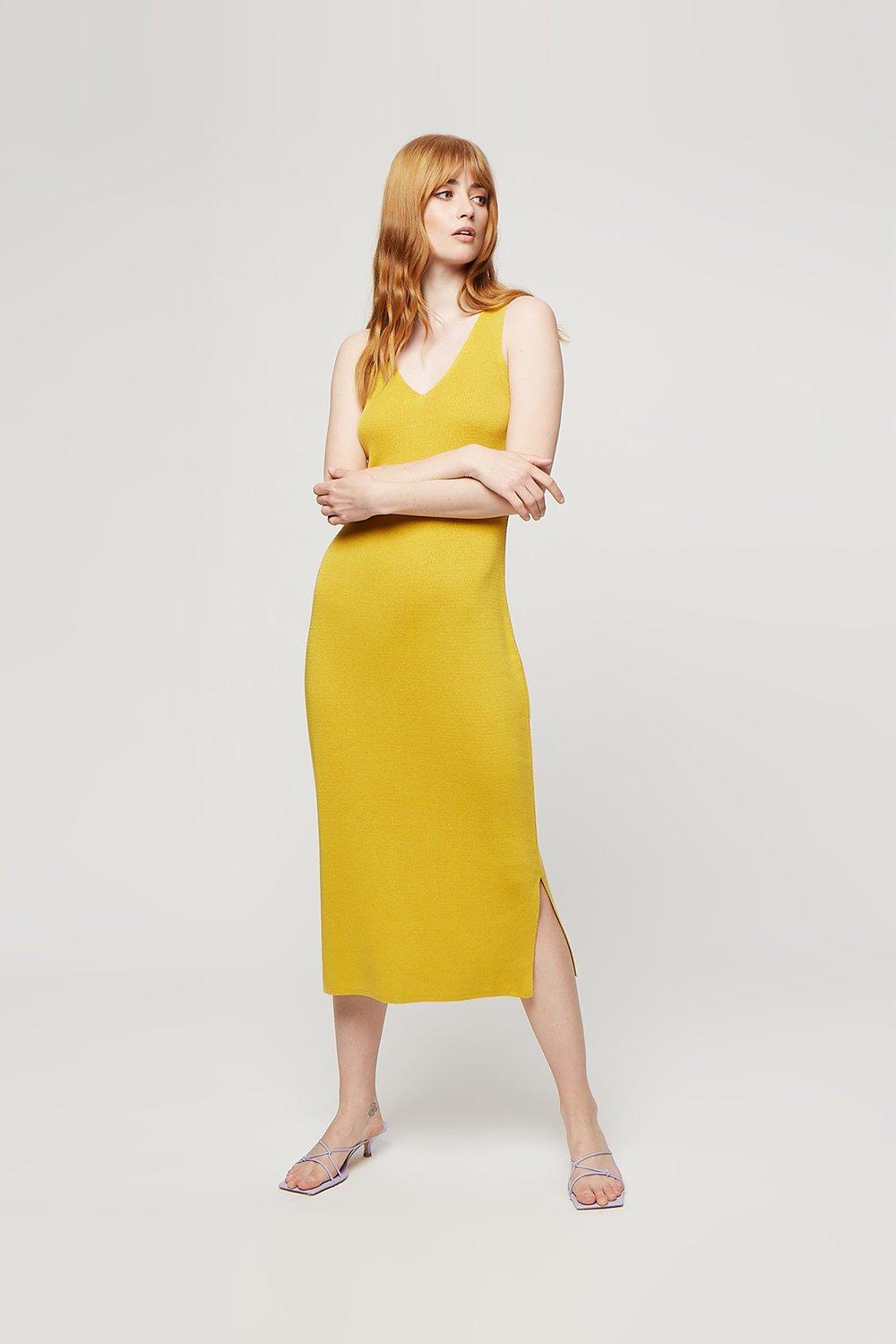 Click to view product details and reviews for Womens Ochre V Neck Midi Dress Xl.