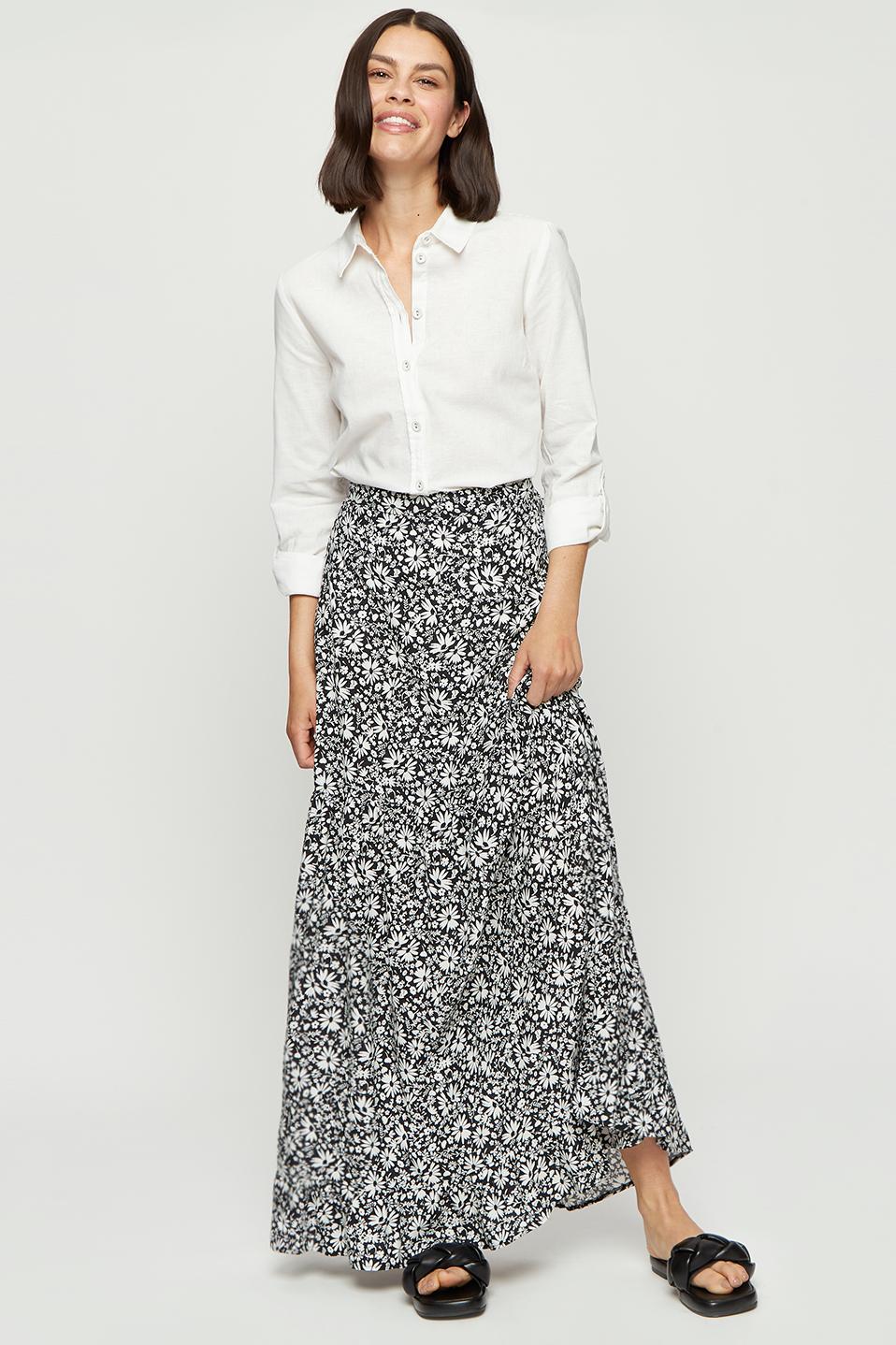 Click to view product details and reviews for Womens Mono Floral Ditsy Skirt Black White 10.