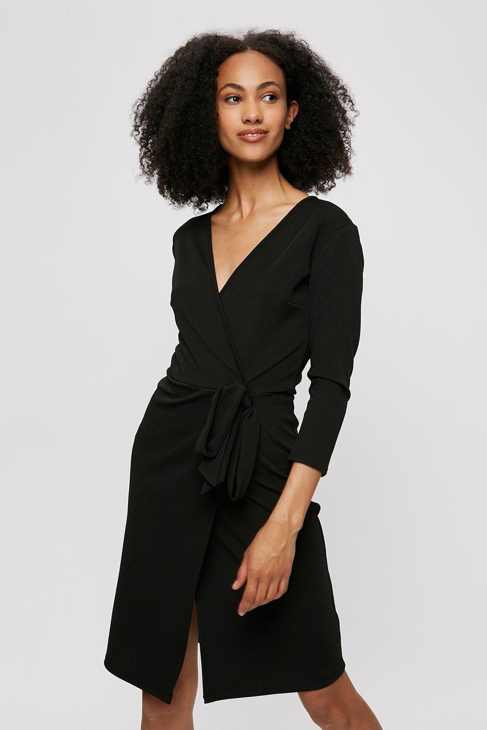 Click to view product details and reviews for Womens Tall Black Tie Side Wrap Dress S.