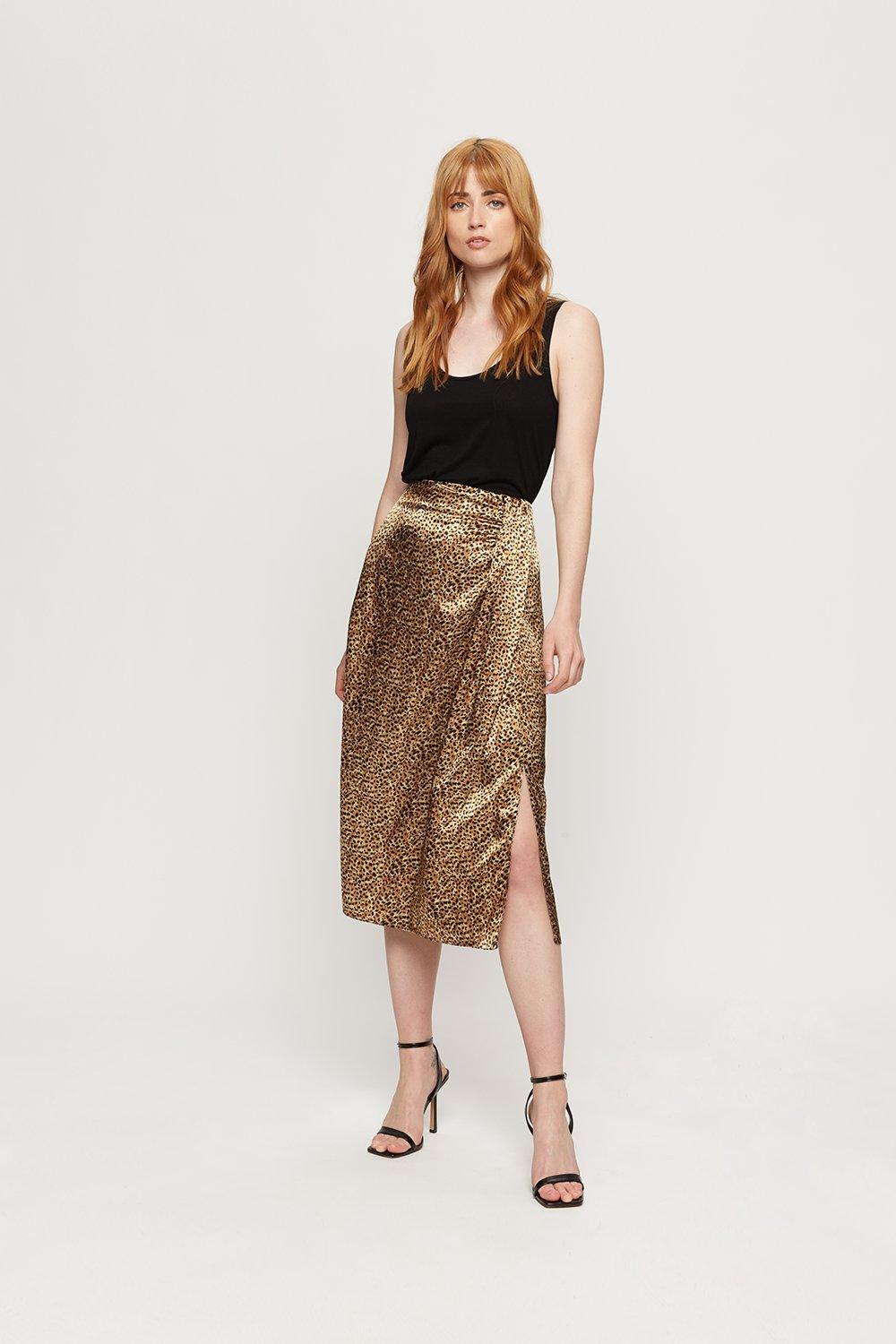 Click to view product details and reviews for Womens Leopard Print Satin Wrap Skirt 18.