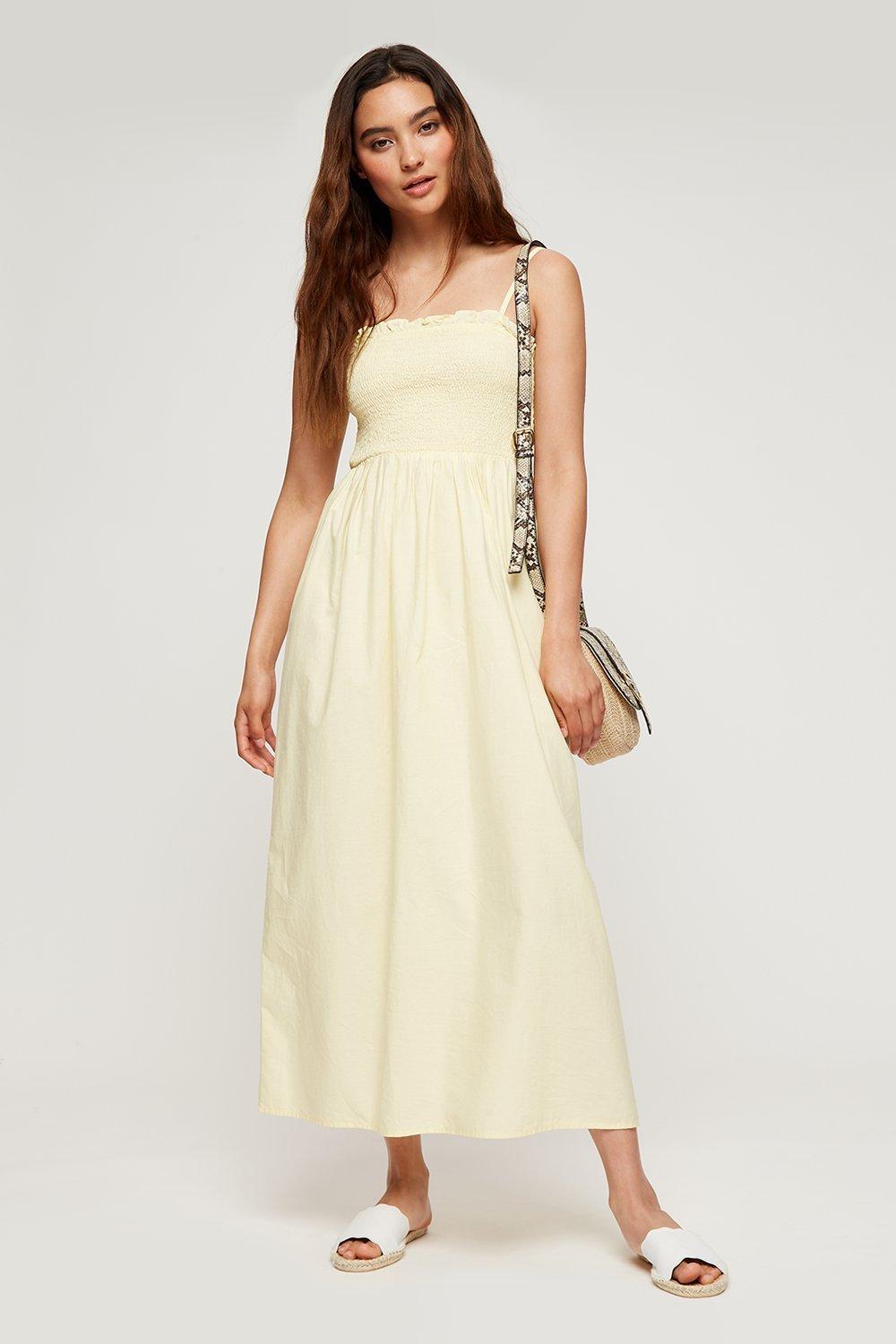 Click to view product details and reviews for Womens Petite Lemon Poplin Shirred Cami Dress S.