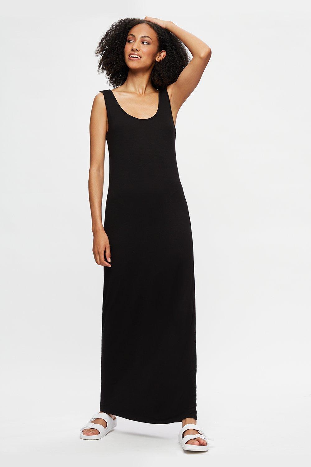Womens Tall Black Sleeveless Maxi Dress M