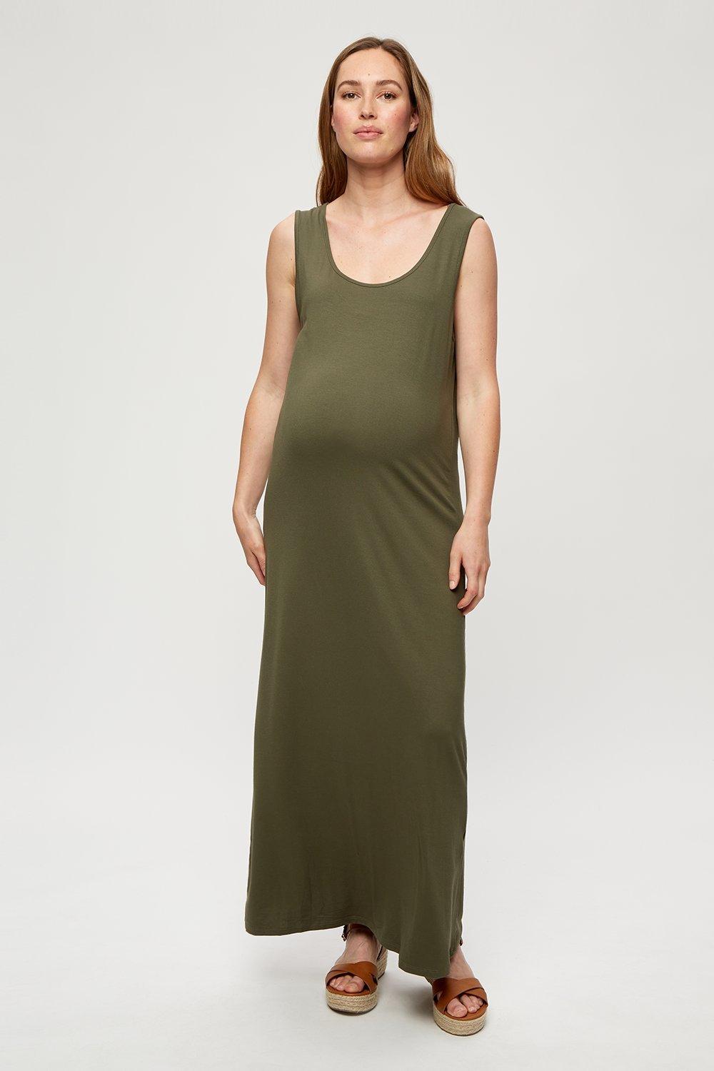 Click to view product details and reviews for Womens Maternity Khaki Sleeveless Maxi Dress L.
