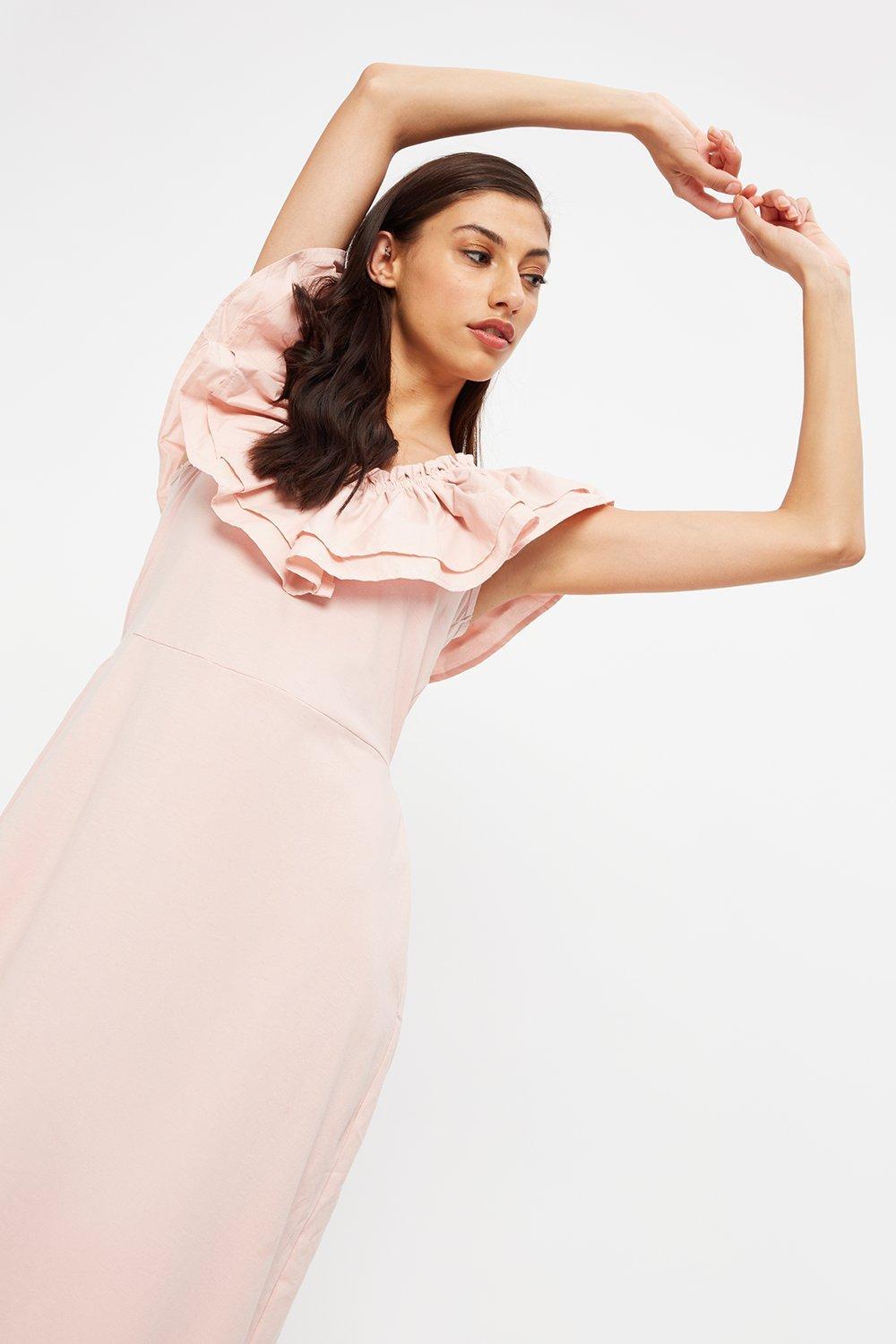 Click to view product details and reviews for Womens Tall V Neck Frill Midi Dress Blush 8.