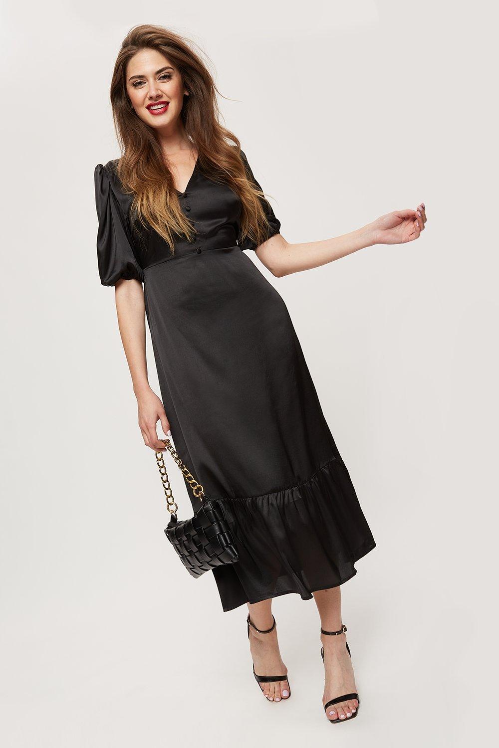 Click to view product details and reviews for Womens Tall Black Button Front Midaxi Dress 8.