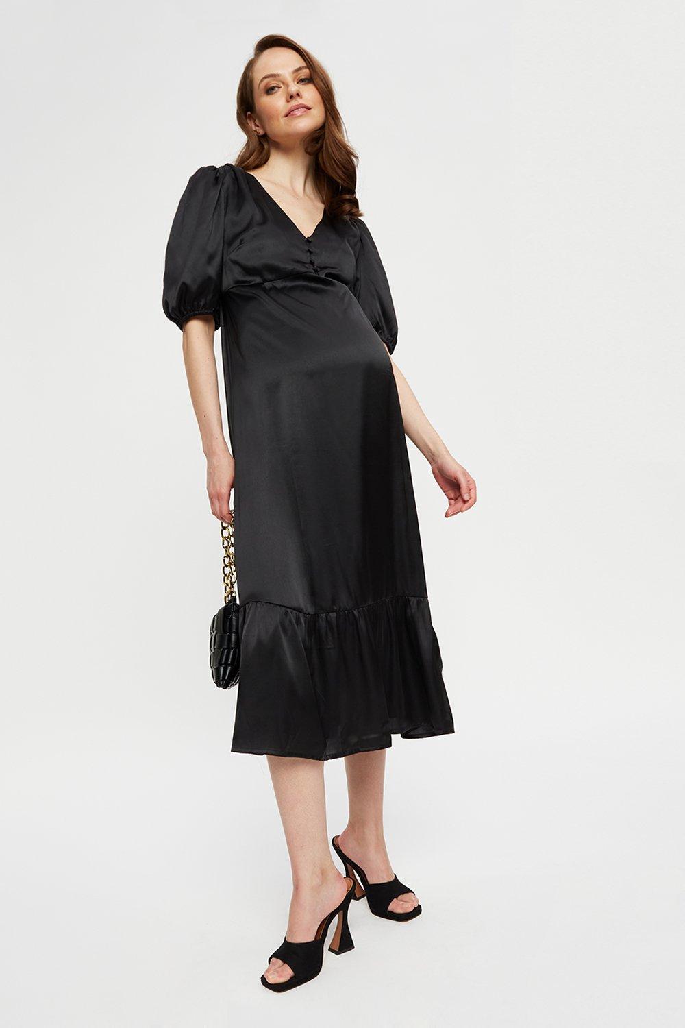 Click to view product details and reviews for Womens Maternity Black Button Front Midaxi Dress 20.