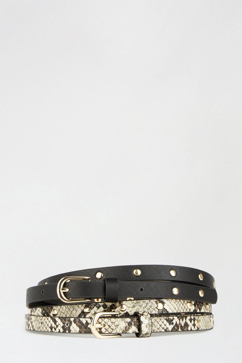 Click to view product details and reviews for Womens 2 Pack Stud Skinny Belt.