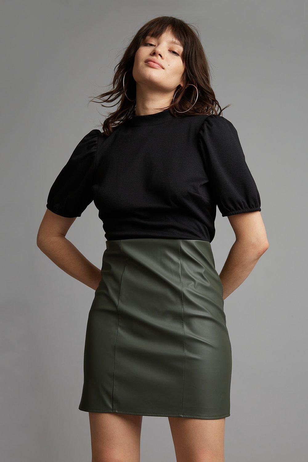 Click to view product details and reviews for Womens Petite Khaki Pu Skirt Dress 10.