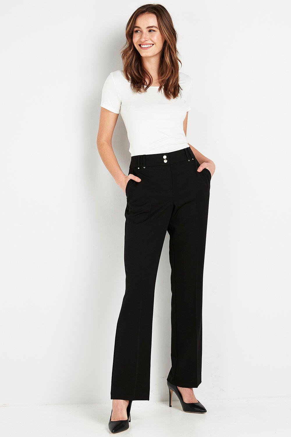 Refresh Your Wardrobe Staples With These Classic Black Trousers. A Bootcut Design Keeps Them Flattering And Contemporary, Whilst A Sleek Black Hue Means They'Re Perfect For Your Work Wardrobe.  Trousers Bootcut Work 80% Polyester, 16% Viscose, 4% Elastane