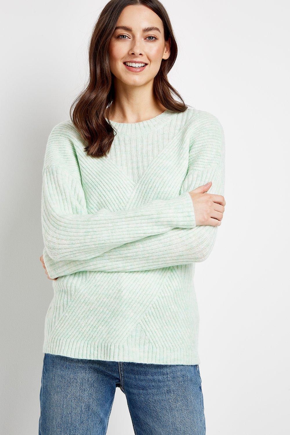 The Versatile Jumper You'Ll Be Wearing On-Repeat. A Chic Mint Hue And Ribbed Knit Keep This Cosy Jumper On-Trend, Just Pair With Leather-Look Leggings For Added Style Appeal.&Nbsp;  Jumper Round Neck Long Sleeve Relxaed Casual 75% Acrylic, 25% Polyester.