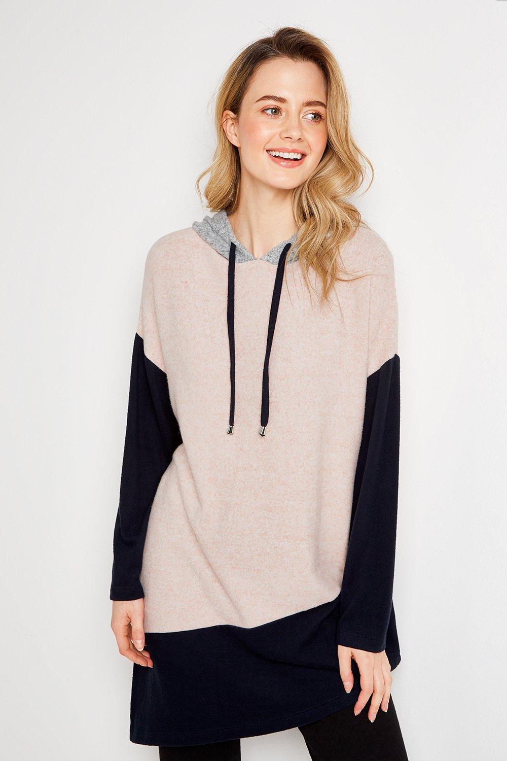 Loungewear Is A Must-Have This Season, And This Stylish Hoody Is The Perfect Piece To Add To Your Collection. A Pale Pink Hue, Colourblock Design And Asymmetric Hem Bring Instant Style, Whilst A Relaxed Fit And Longline Cut Mean This Cosy Jumper Is S