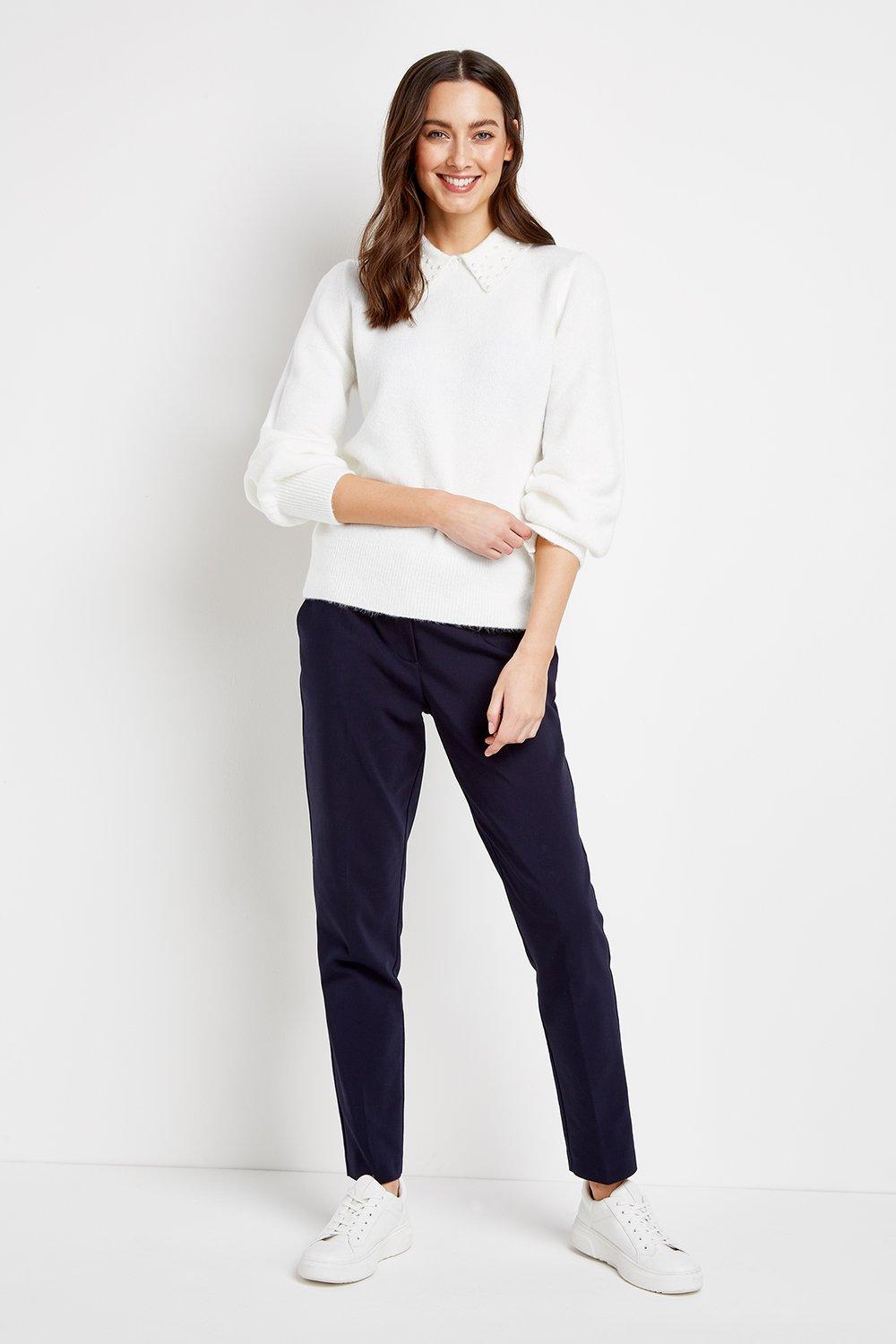 Refresh Your Wardrobe Staples With These Classic Navy Trousers. A Deep Navy Hue Is Sophisticated And Easy To Pair, Whilst A Tapered Leg Is Sure To Flatter.&Nbsp; Team With A White Shirt And Heels For A Chic, Versatile Look.  Trousers Cigarette Casual  49%