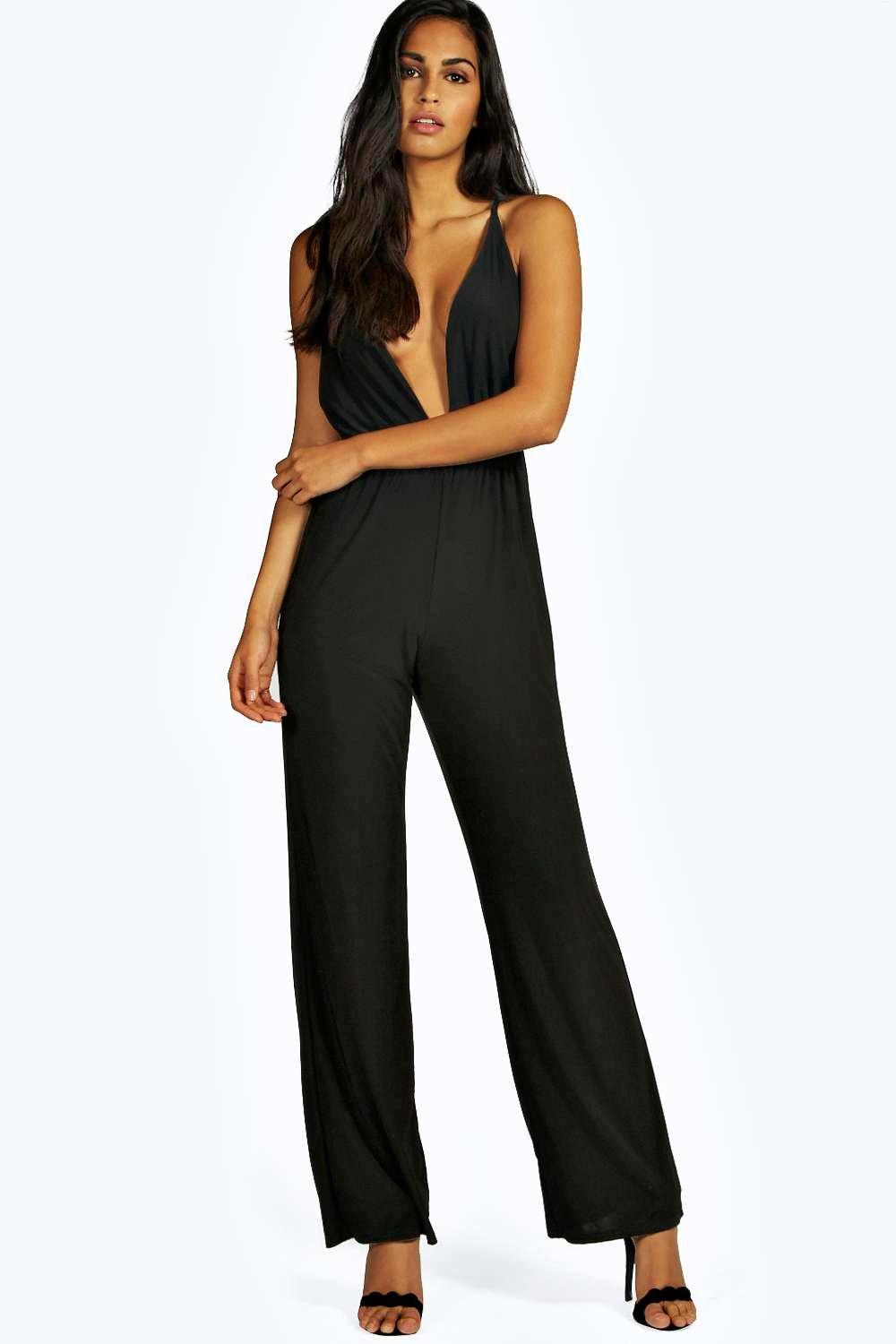 plunge neck jumpsuit