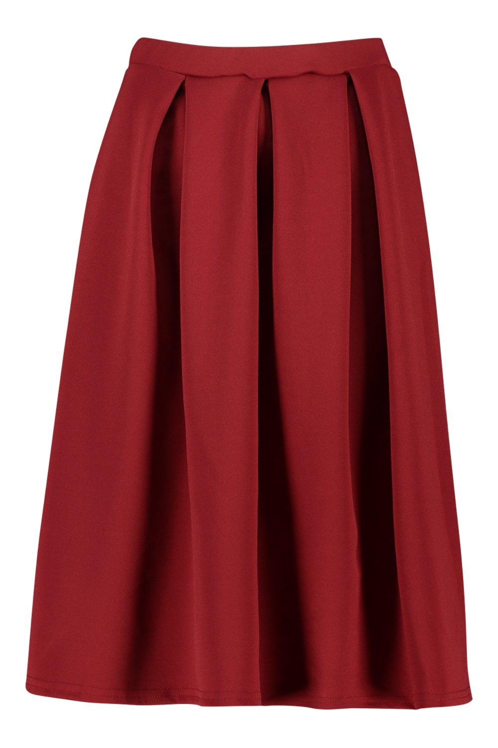 Boohoo Womens Beau Box Pleat Midi Skirt Ebay 