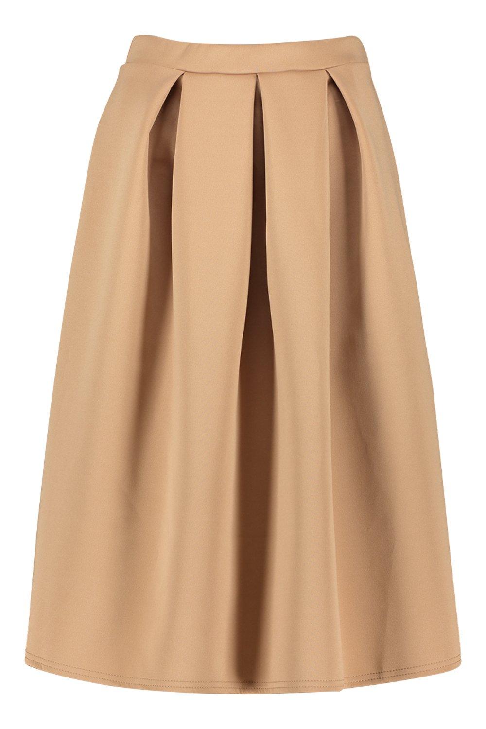 Beau Jupe Midi À Plis Plats
