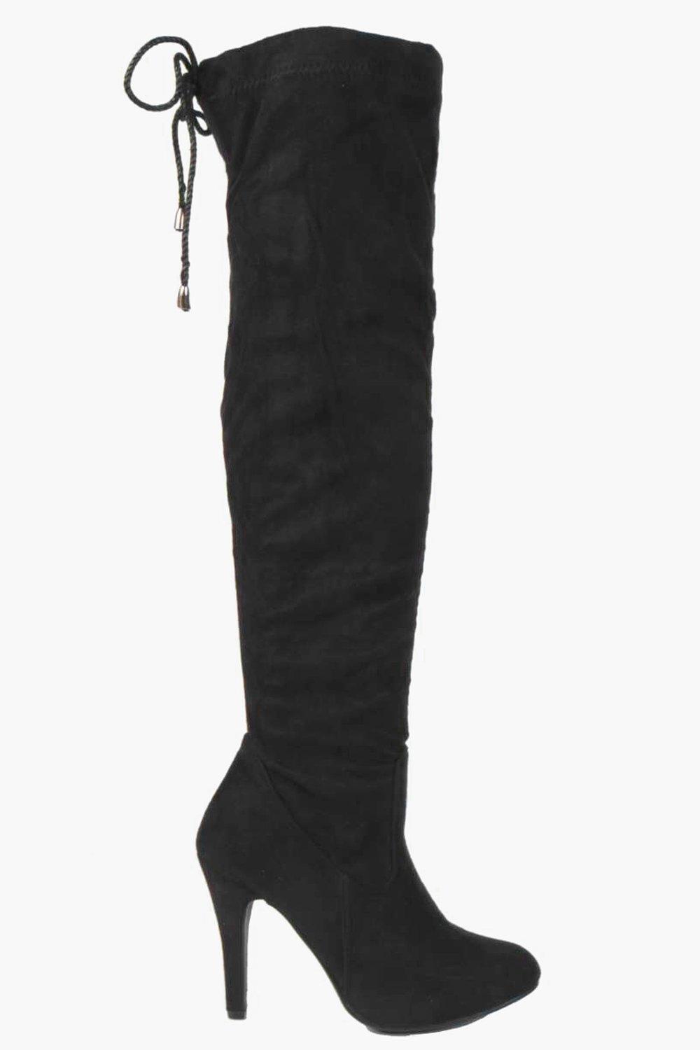 over the knee black pointed boots
