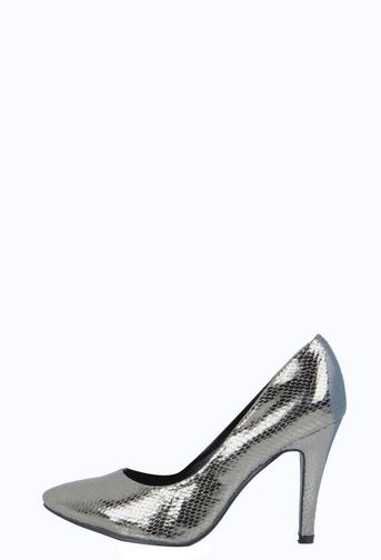 Catherine Metallic Snake Court Heels