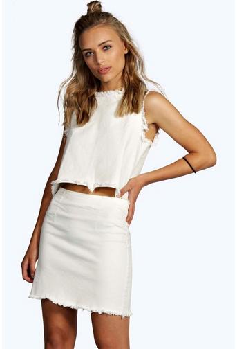 Riley Raw Edge Denim Mini Skirt