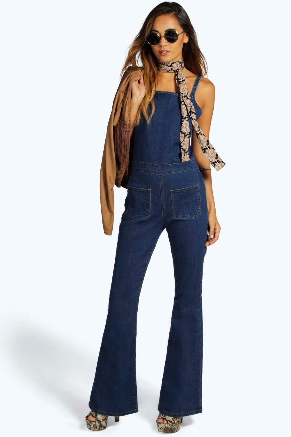 denim flare jumpsuit