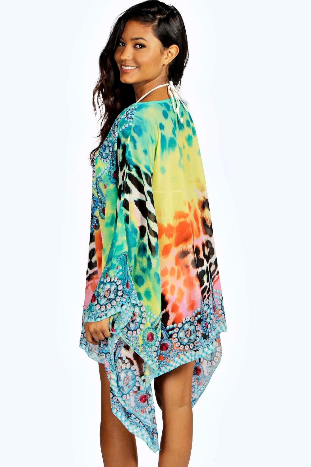 embellished maxi beach kaftan