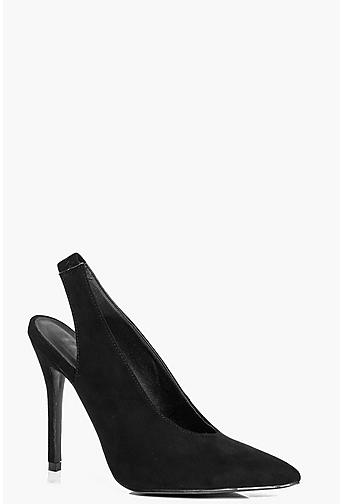 Daisy Deep V Slingback Pointed Suedette Heel