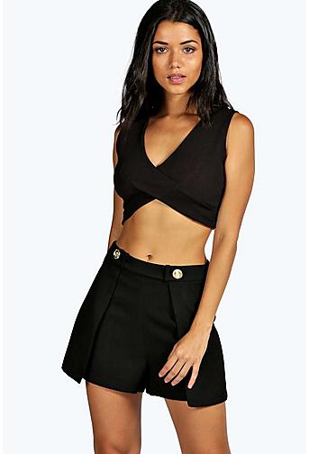 Ellie Button Front Tailored Woven Shorts