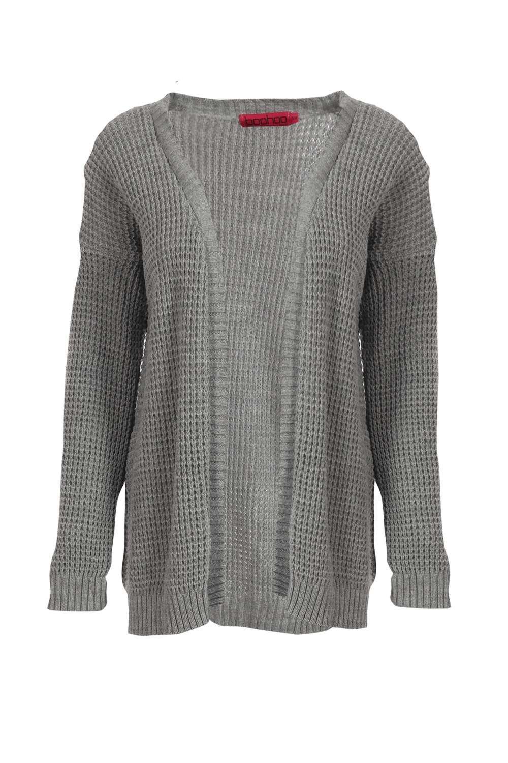 Boohoo Womens Scarlett Edge To Edge Waffle Knit Cardigan