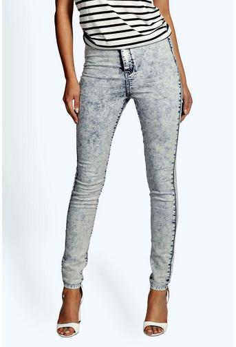 Lara High Waist Acid Wash Tube Jeans