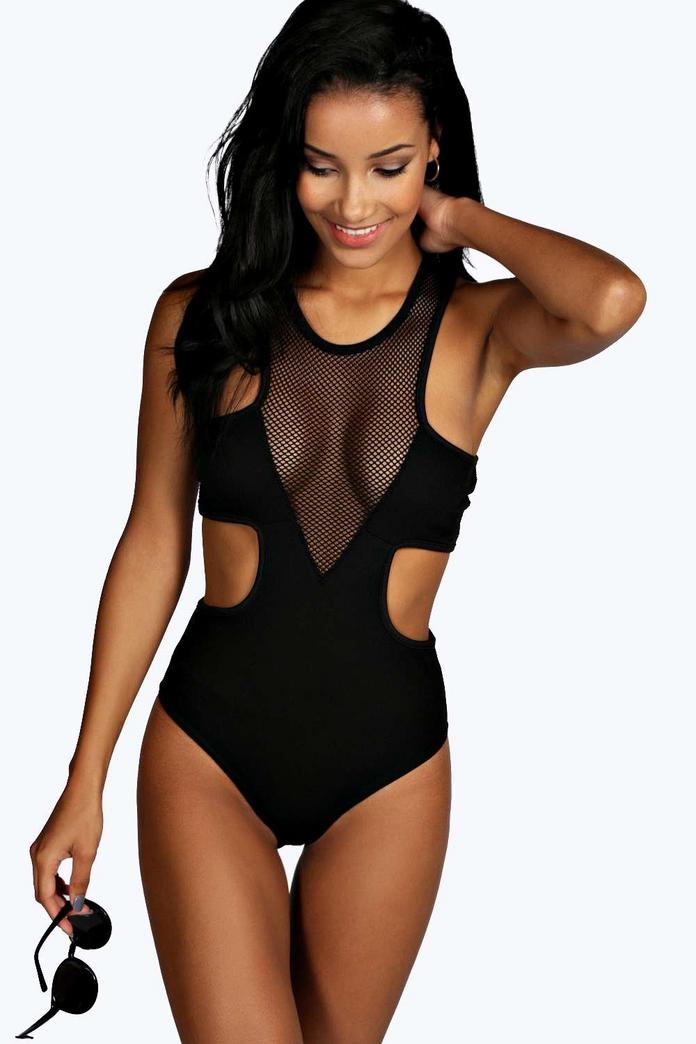 Black plunge mesh cut out body for kids