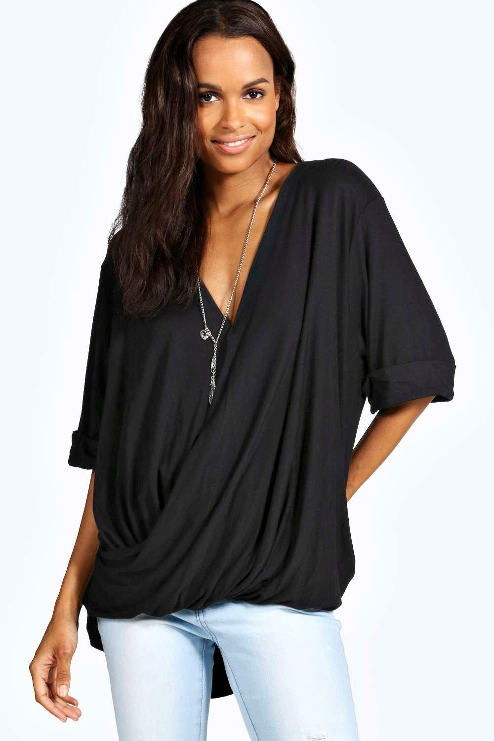 oversized wrap blouse