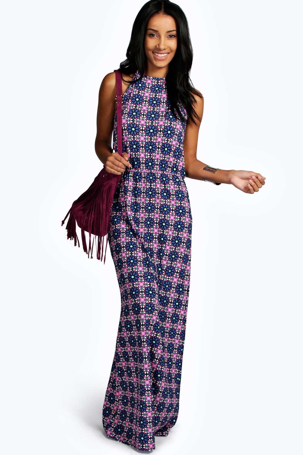 boohoo Lorna Bagged Over Maxi Dress - multi