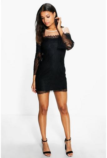 Sierra Boutique Mesh Shoulder Lace Dress