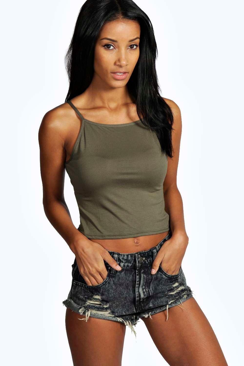 Boohoo Womens Charlotte Spaghetti Strap Crop Top Ebay 9329