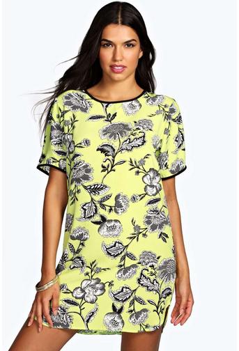 Louisa Floral Curved Hem Shift Dress