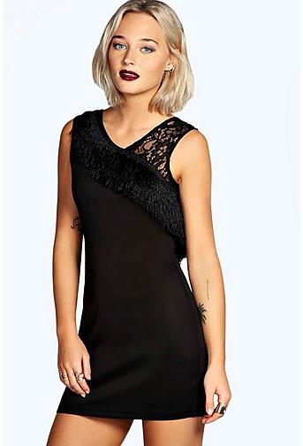 Laura Fringe and Lace Bodycon Dress