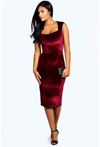 Leanne Velvet Sweetheart Midi Dress