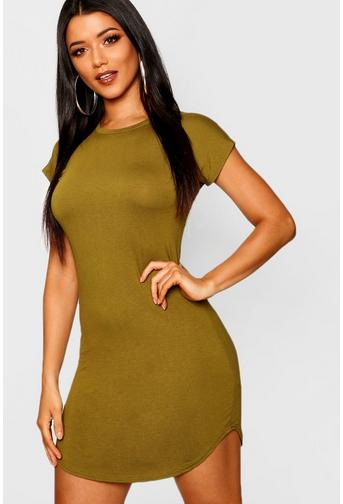 Taylor Curved Hem Roll Sleeve TShirt Dress
