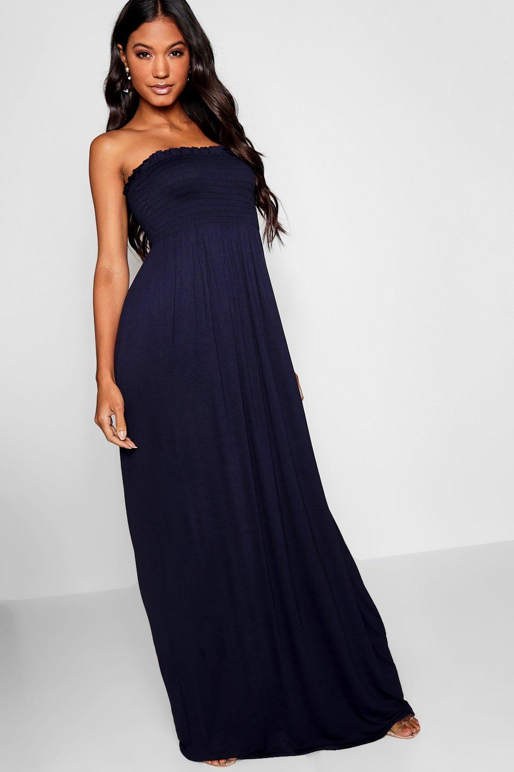 shirred bandeau dress