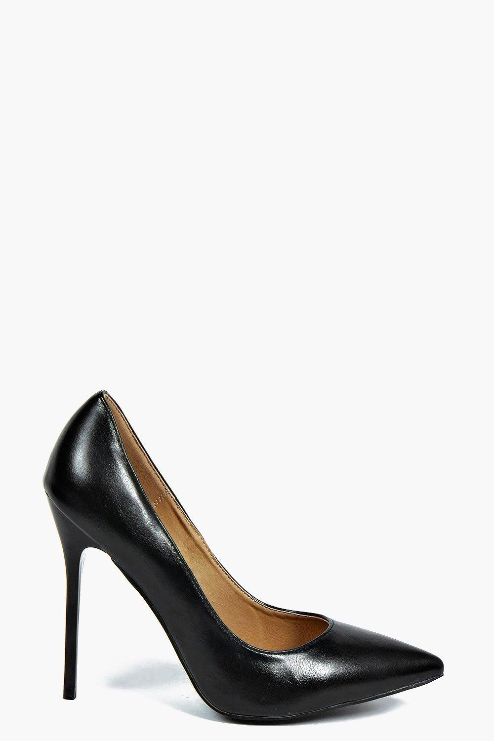 boohoo black court shoes